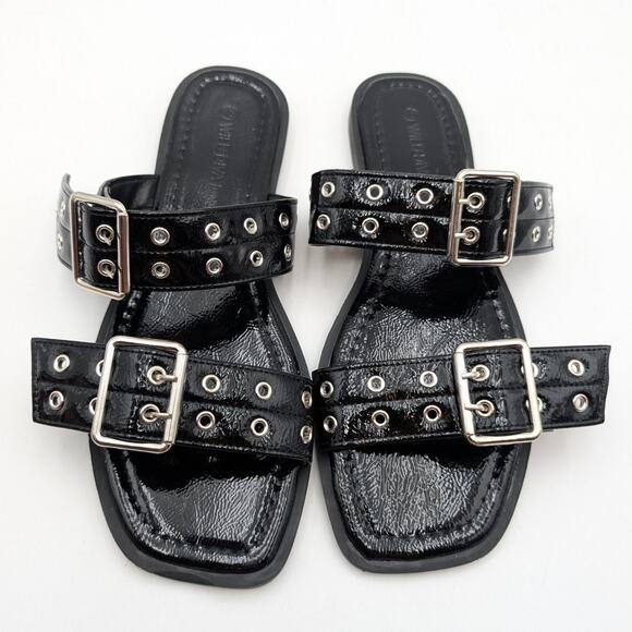 Wild Diva Lounge Belize Buckle Strap Slide Sandal Women's Black Size US10 EU41 - Picture 5 of 11